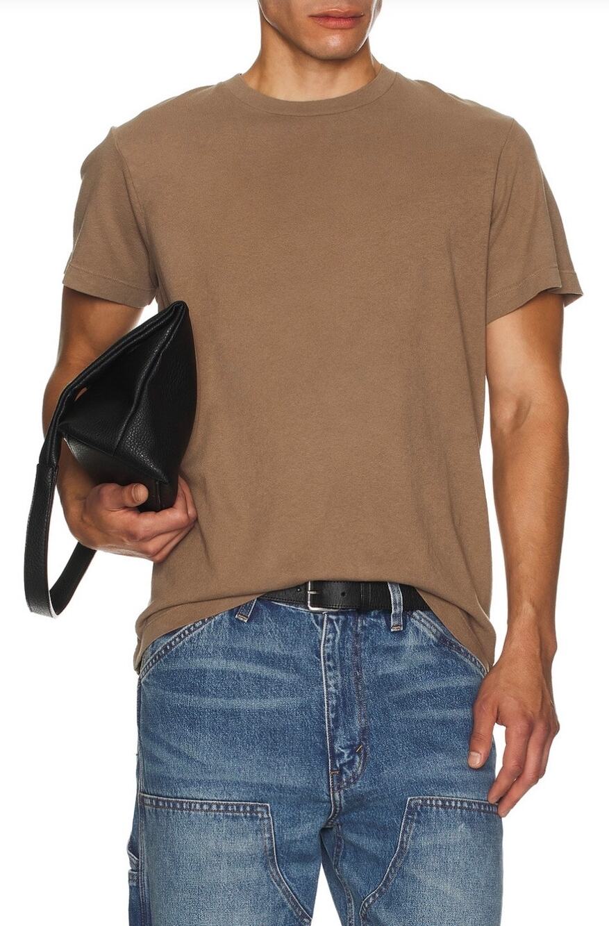 Nili Lotan Bradley Tee Desert Taupe Brown 100% Cotton size Large